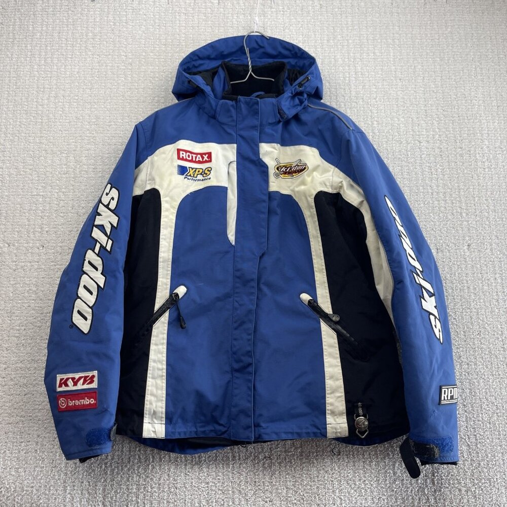 VTG Ski Doo Bombardier Rotax Snowmobile Blue Racing Full Zip Jacket Team X Sz M*